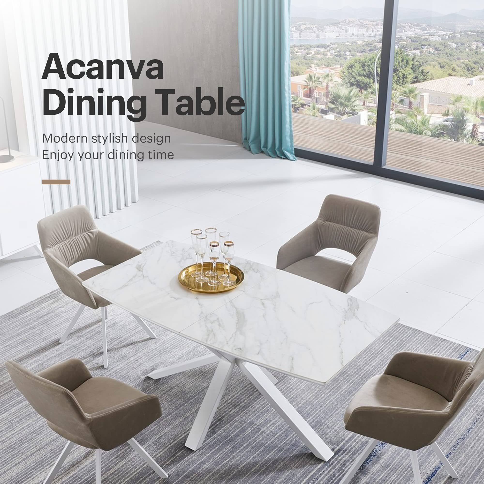 Amazon.com - Acanva Expandable Dining Table for 6-8 Seat